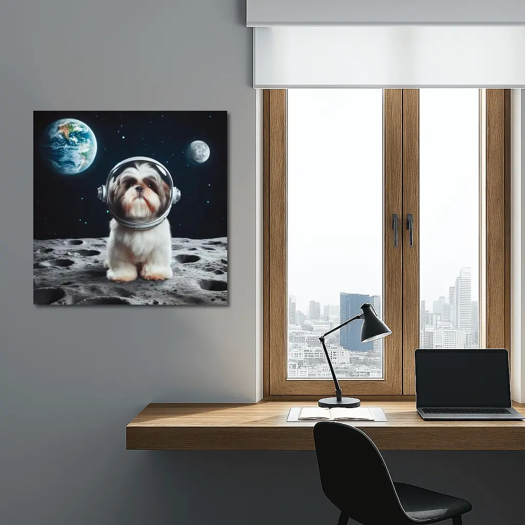 Shih Tzu Astronaut Dog On The Moon – Wall Art