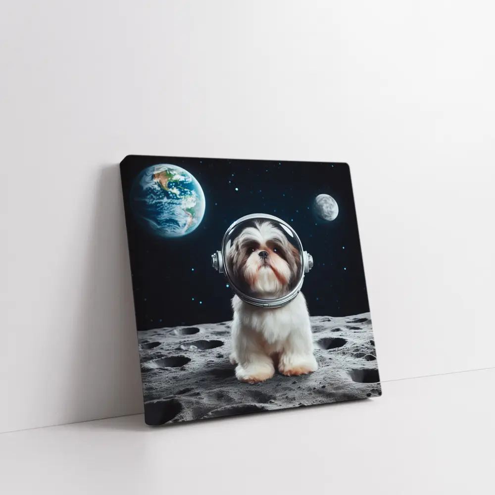 Shih Tzu Astronaut Dog On The Moon – Wall Art
