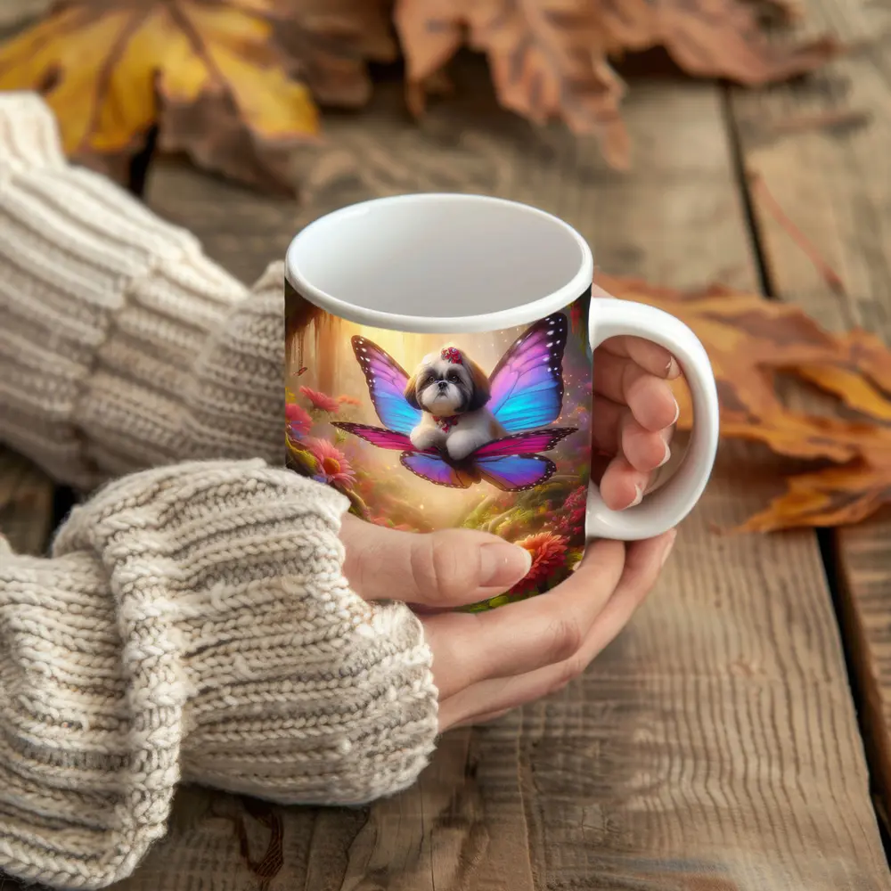 Shih Tzu Butterfly Wings Fantasy Floral Forest – Mugs