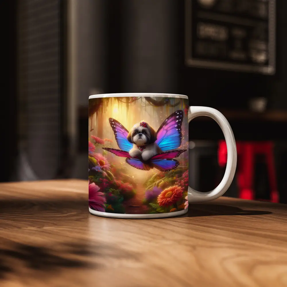 Shih Tzu Butterfly Wings Fantasy Floral Forest – Mugs