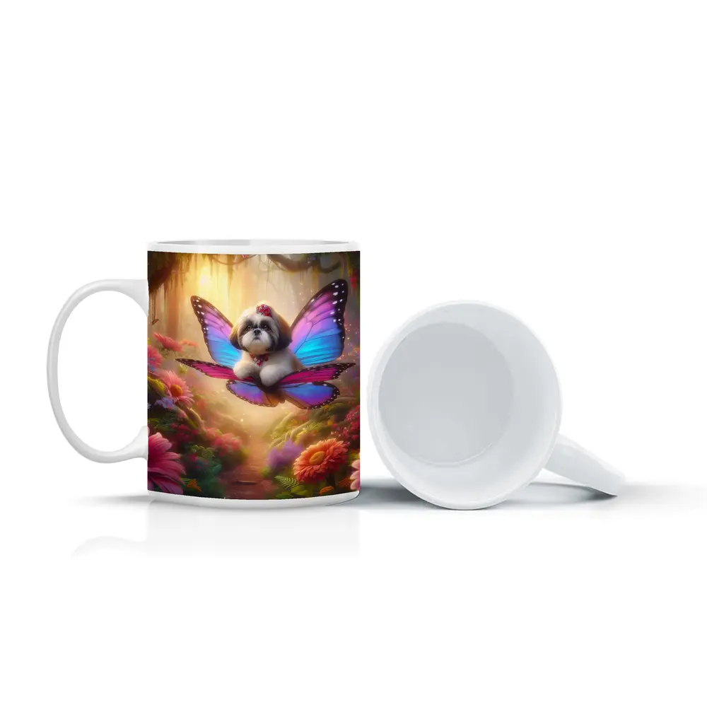 Shih Tzu Butterfly Wings Fantasy Floral Forest – Mugs