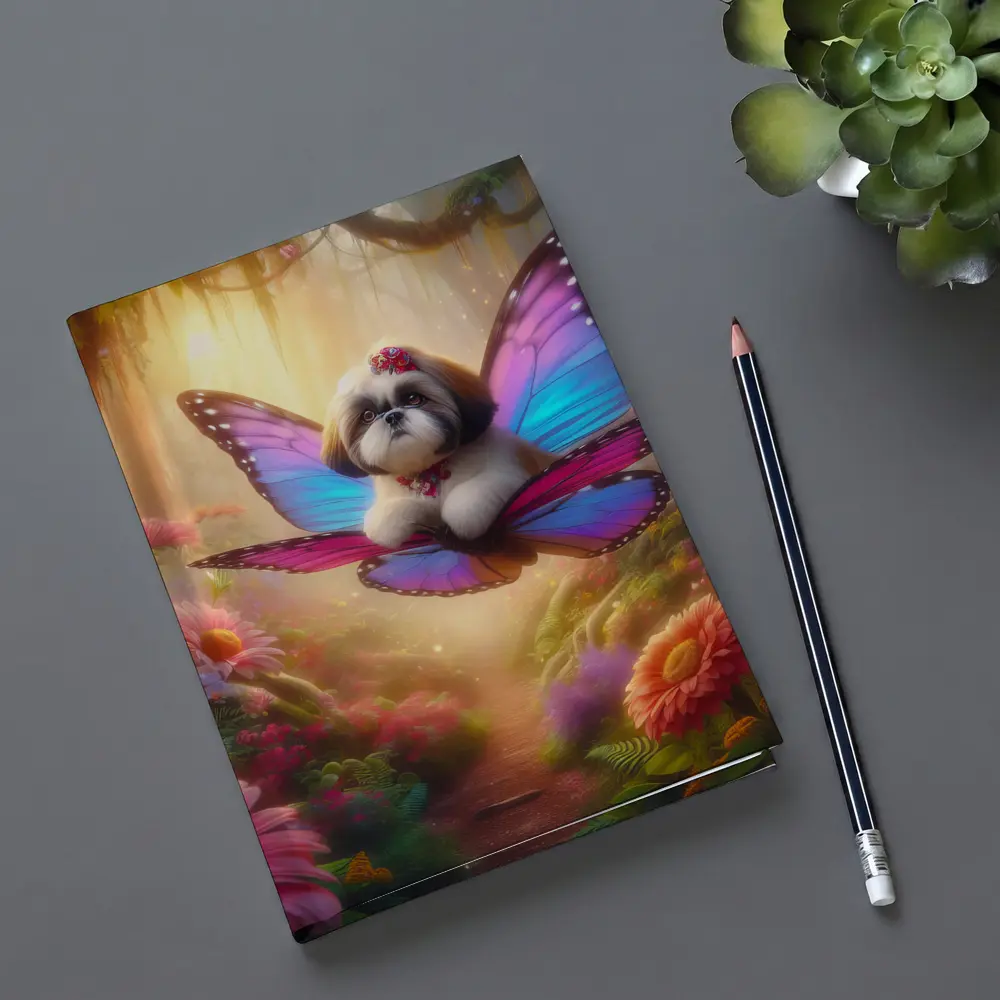 Shih Tzu Butterfly Wings Fantasy Floral Forest – Notebooks
