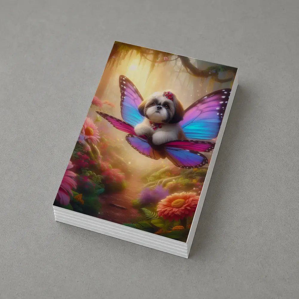 Shih Tzu Butterfly Wings Fantasy Floral Forest – Postcards