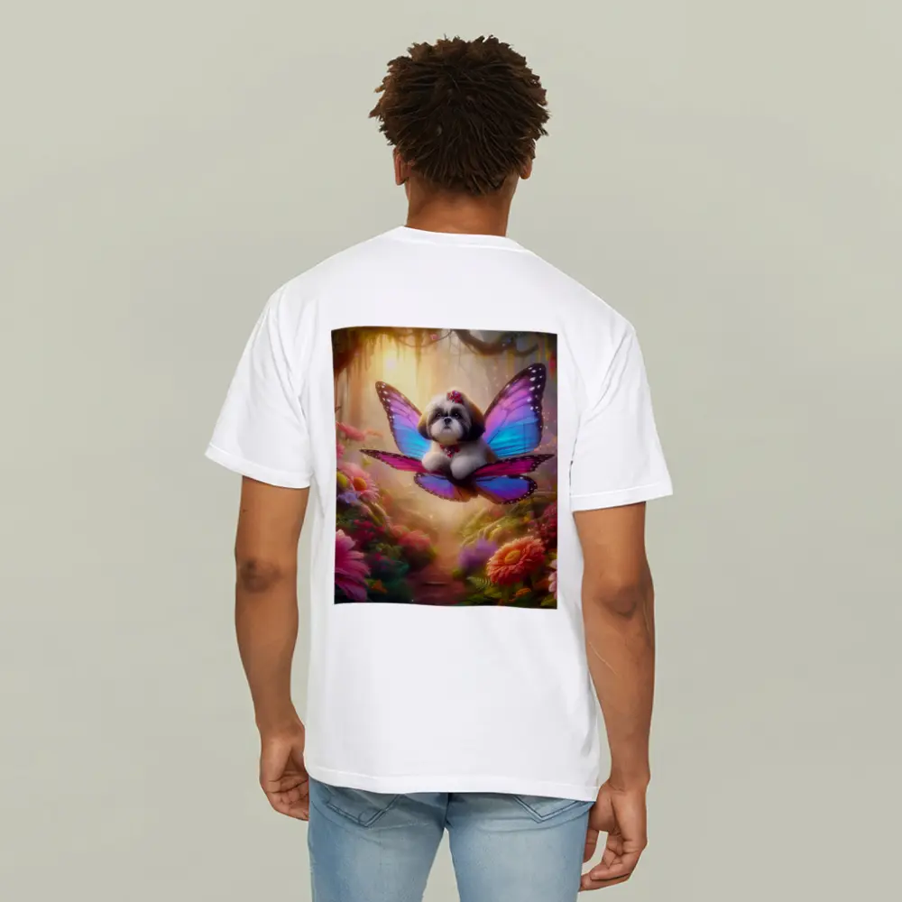 Shih Tzu Butterfly Wings Fantasy Floral Forest – T-Shirts