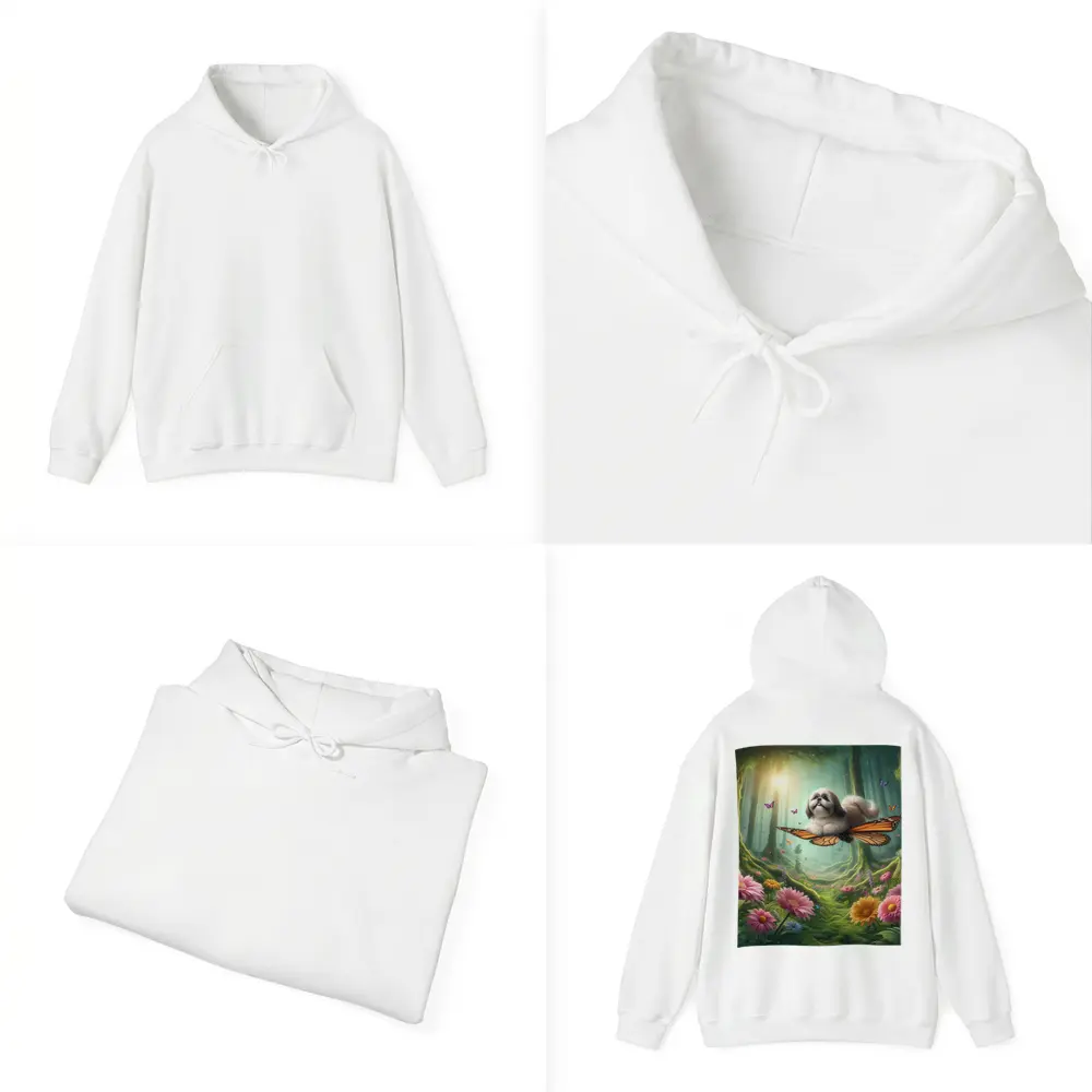Shih Tzu Dog Flying Butterfly Wings Enchanted Forest – Hoodies