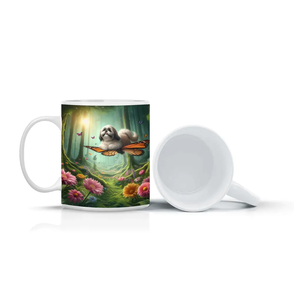 Shih Tzu Dog Flying Butterfly Wings Enchanted Forest – Mugs