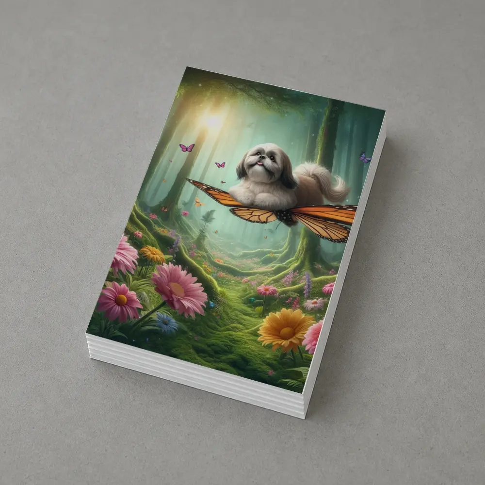 Shih Tzu Dog Flying Butterfly Wings Enchanted Forest – Postcards
