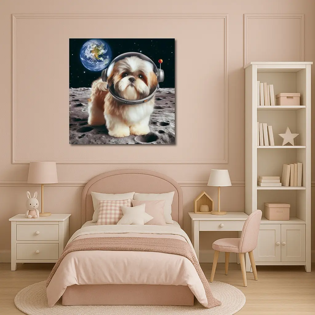 Shih Tzu Astronaut Dog on the Moon – Wall Art