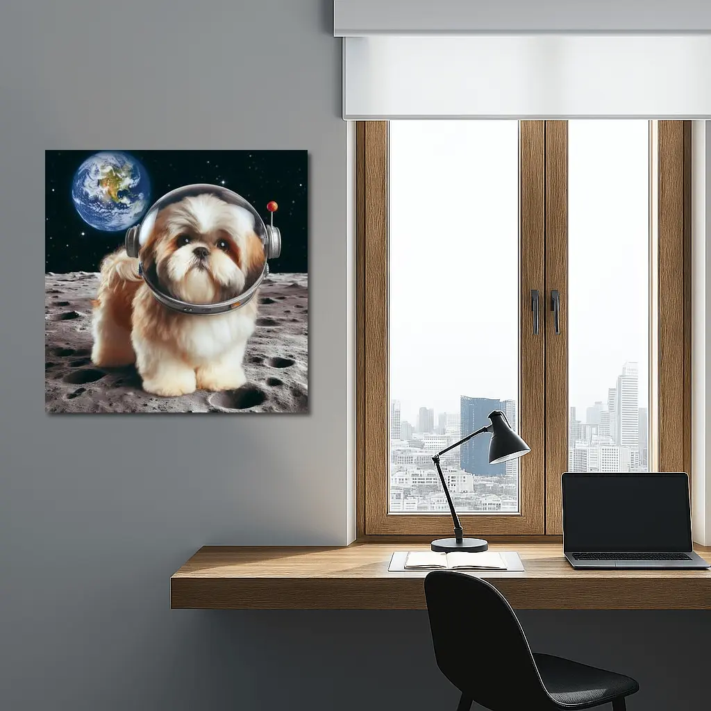 Shih Tzu Astronaut Dog on the Moon – Wall Art