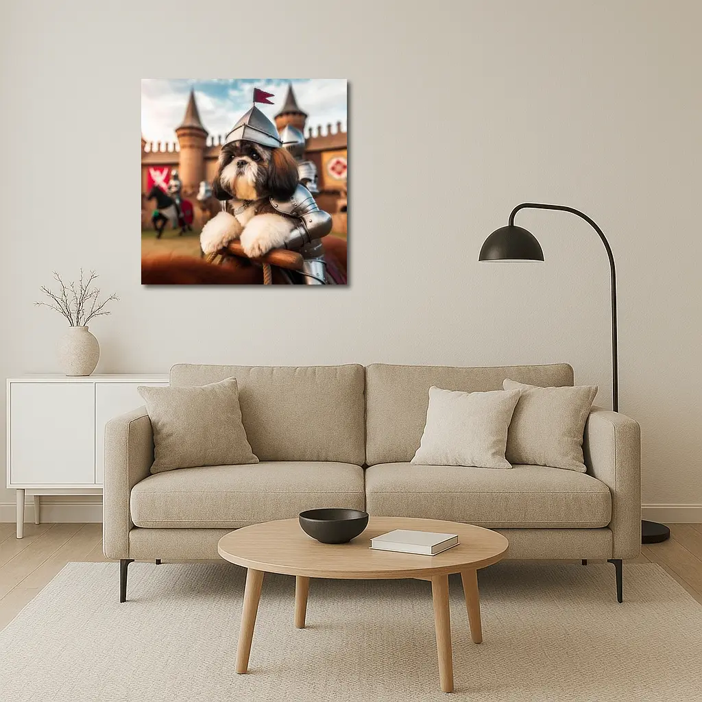 Shih Tzu Knight Armor Castle Medieval Scene – Wall Art