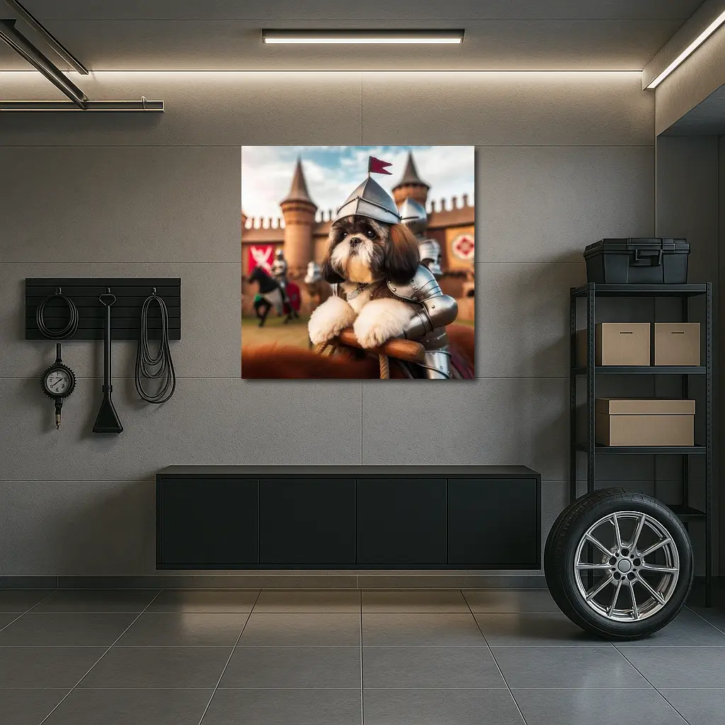 Shih Tzu Knight Armor Castle Medieval Scene – Wall Art