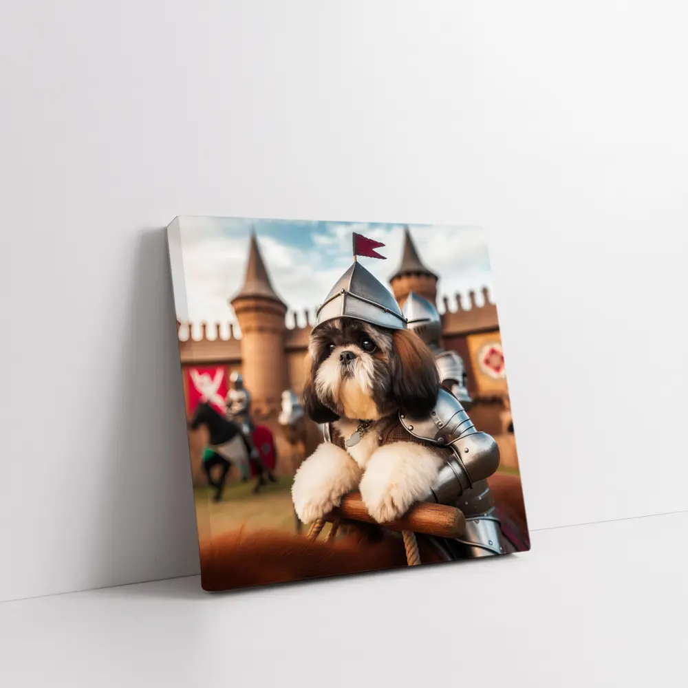 Shih Tzu Knight Armor Castle Medieval Scene – Wall Art