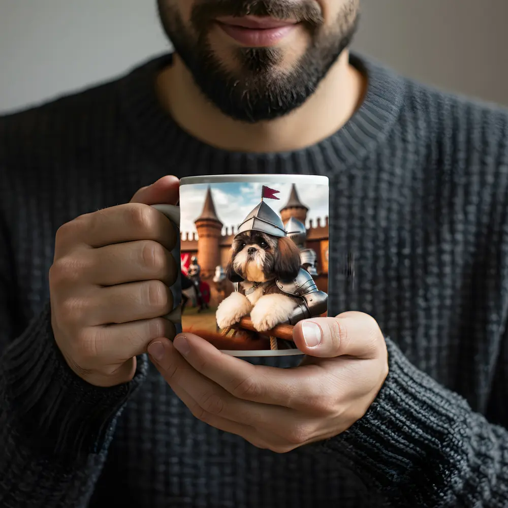 Shih Tzu Knight Armor Castle Medieval Scene – Mugs