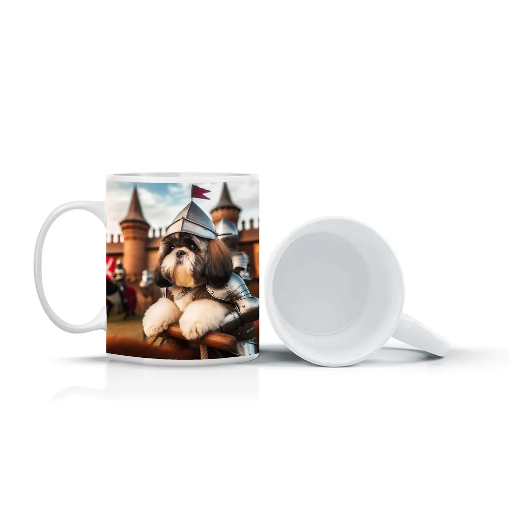 Shih Tzu Knight Armor Castle Medieval Scene – Mugs