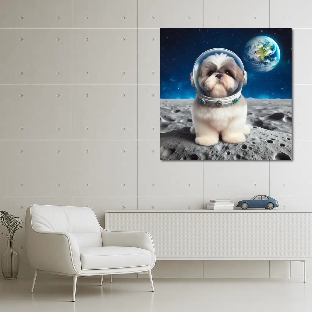 Shih Tzu Astronaut Dog On The Moon – Wall Art