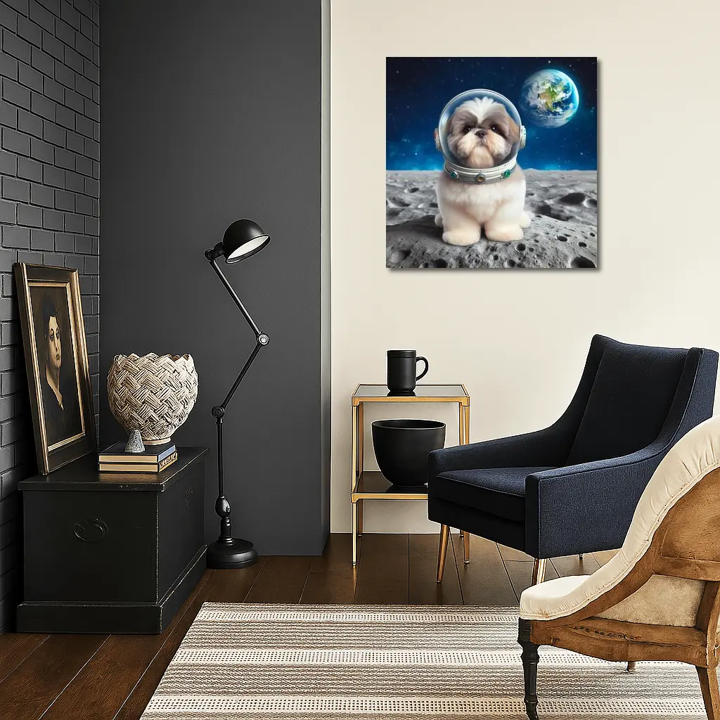 Shih Tzu Astronaut Dog On The Moon – Wall Art