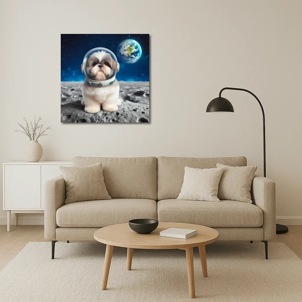 Shih Tzu Astronaut Dog On The Moon – Wall Art