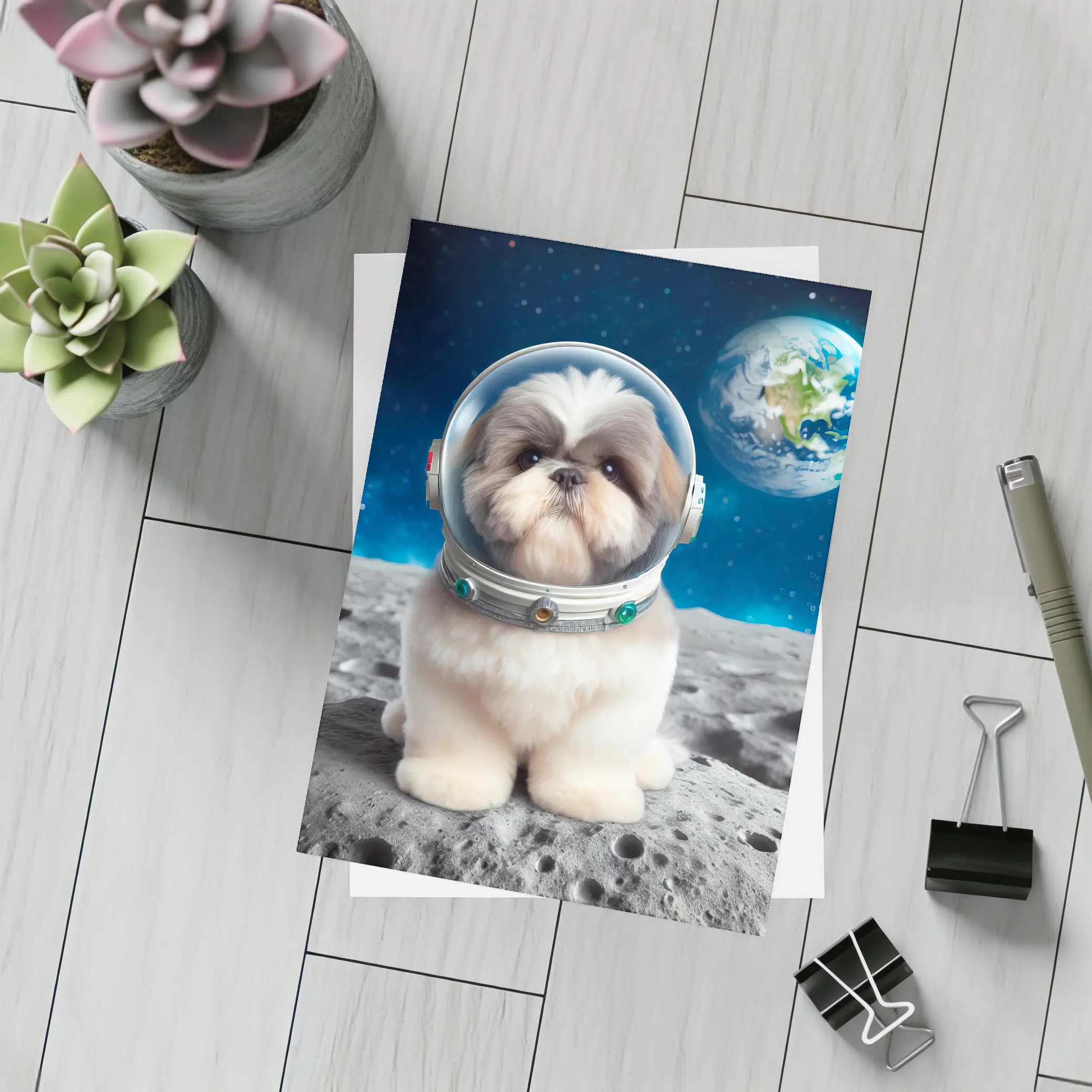 Shih Tzu Astronaut Dog On The Moon – Postcards