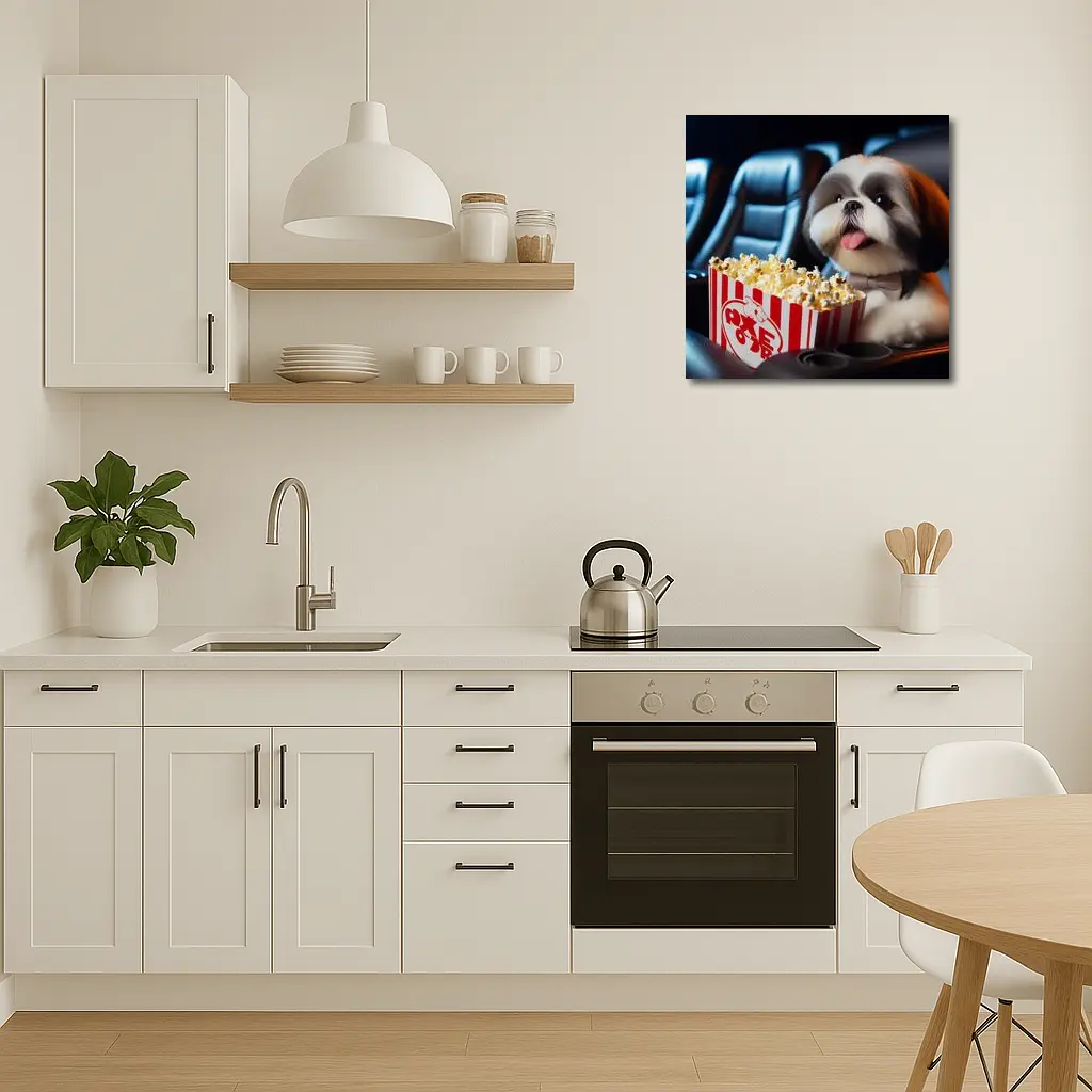 Shih Tzu Dog Watching Movie With Popcorn – Wall Art