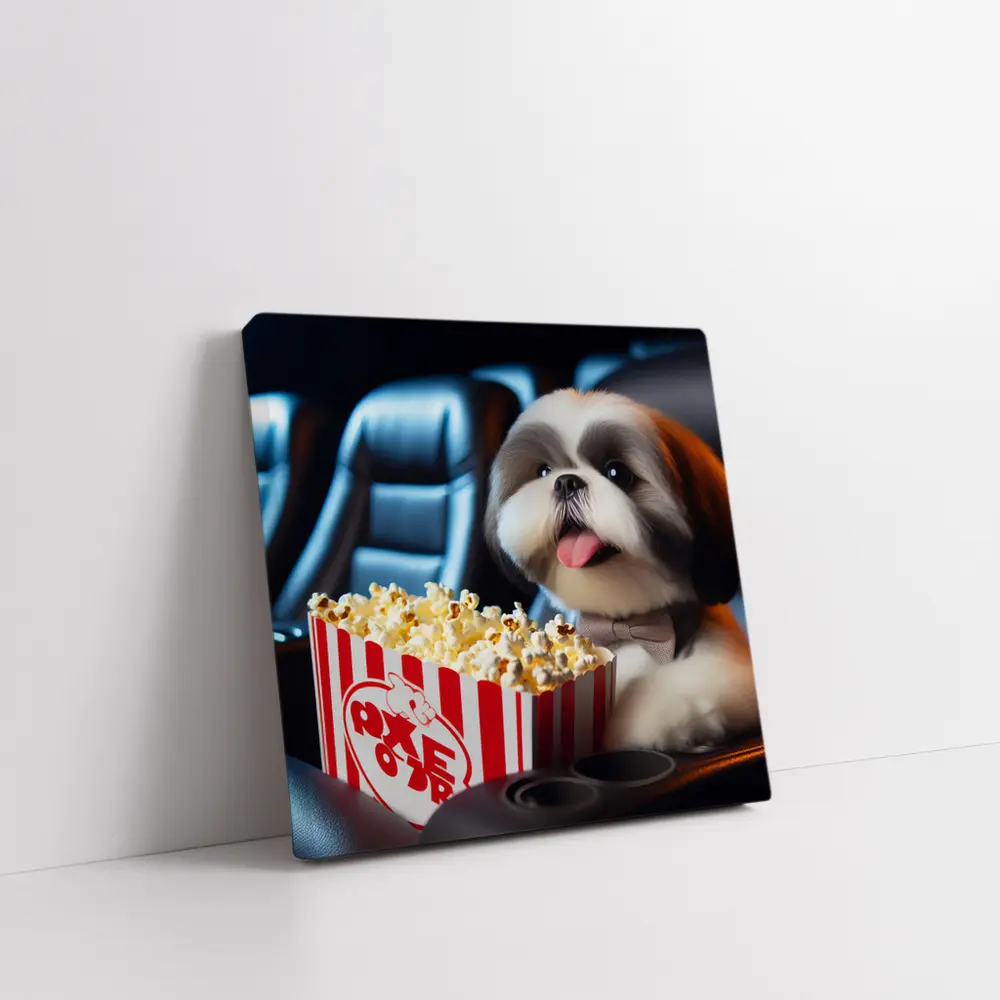Shih Tzu Dog Watching Movie With Popcorn – Wall Art