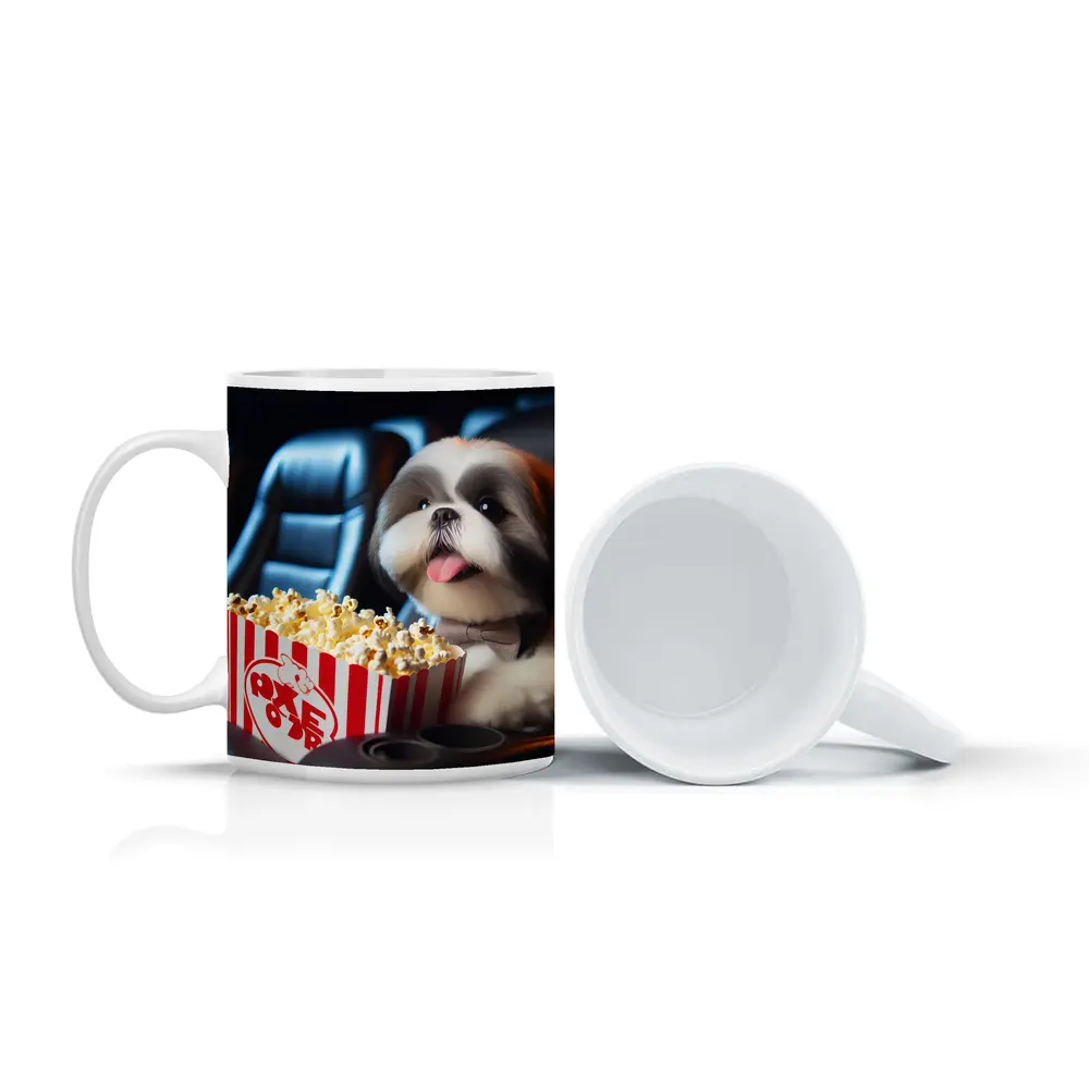 Shih Tzu Dog Watching Movie With Popcorn – Mugs