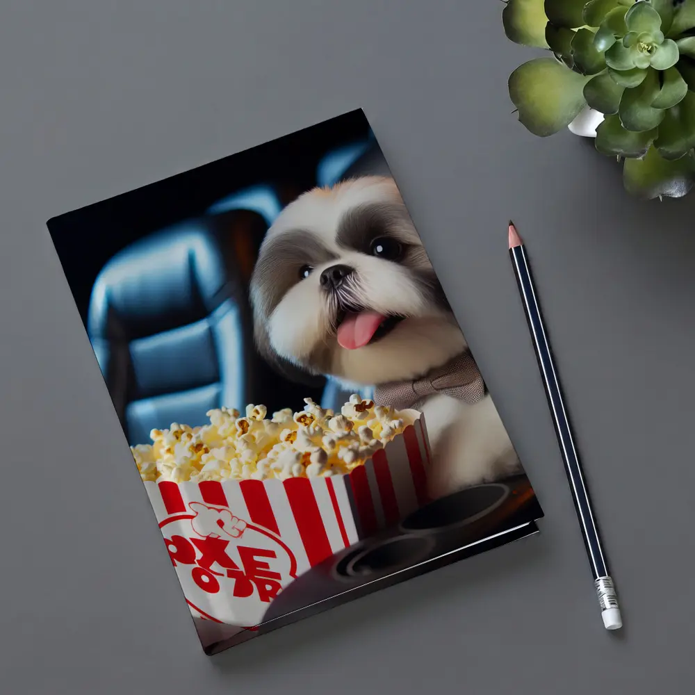 Shih Tzu Dog Watching Movie With Popcorn – Notebooks