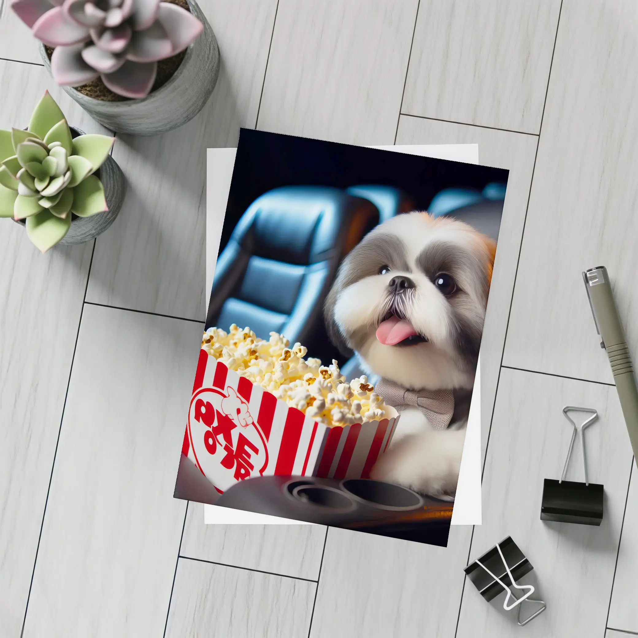 Shih Tzu Dog Watching Movie With Popcorn – Postcards