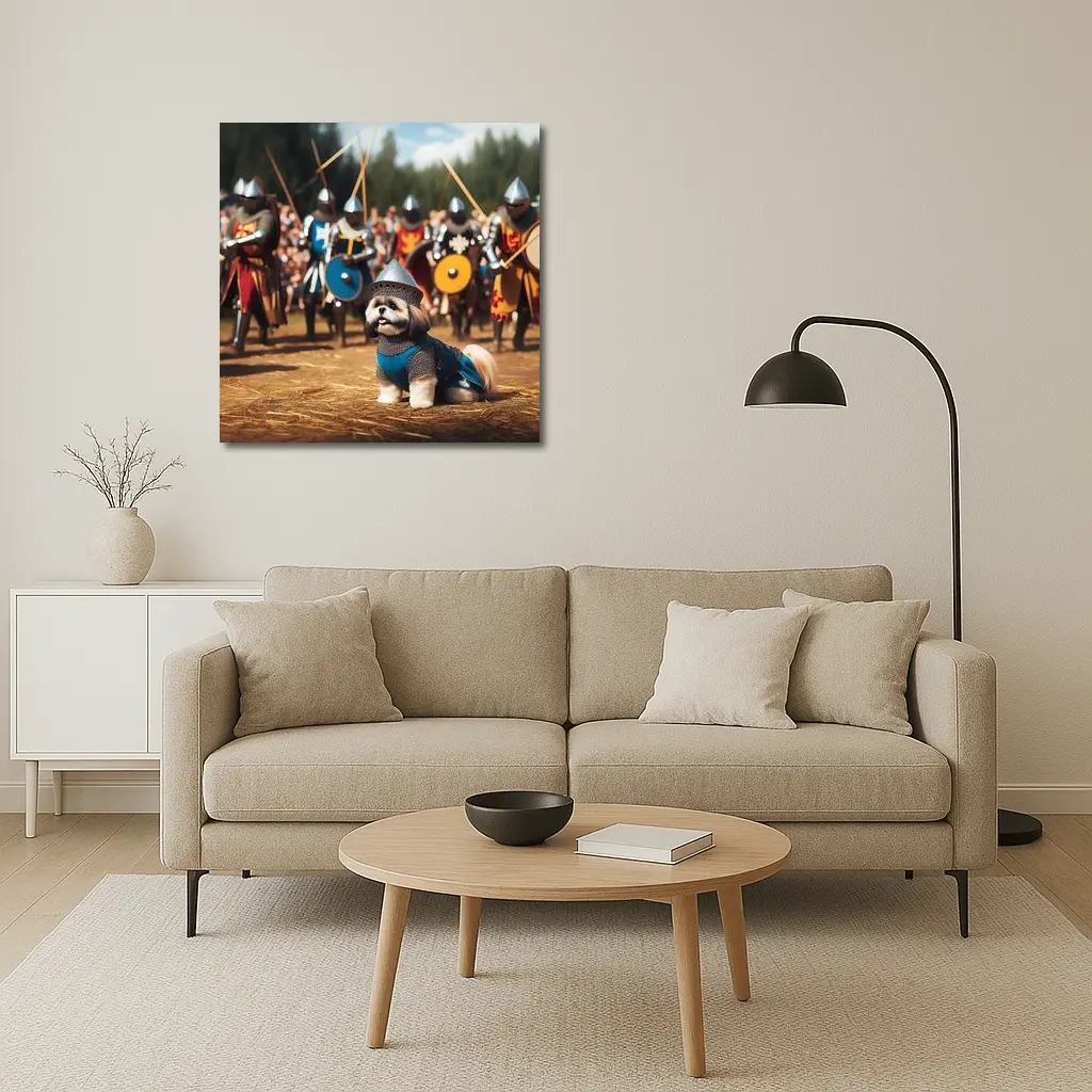 Shih Tzu Knight Medieval Battle Scene – Wall Art