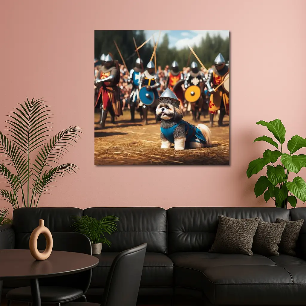 Shih Tzu Knight Medieval Battle Scene – Wall Art