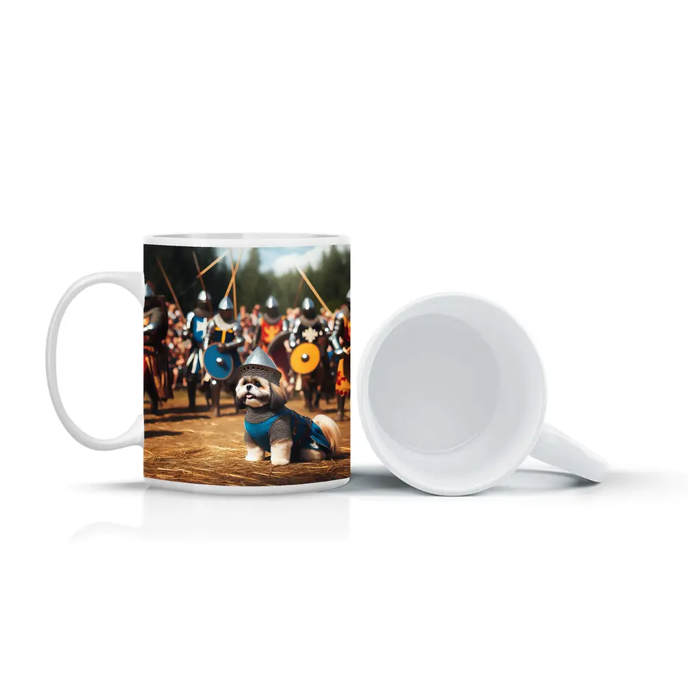 Shih Tzu Knight Medieval Battle Scene – Mugs