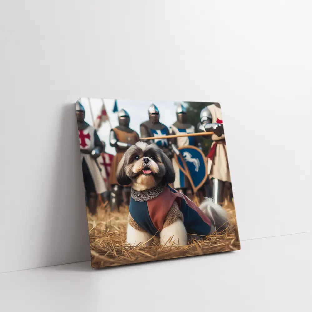Shih Tzu Knight Medieval Crusader Battle Scene – Wall Art