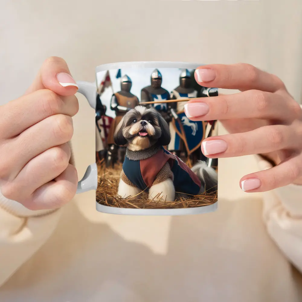 Shih Tzu Knight Medieval Crusader Battle Scene – Mugs