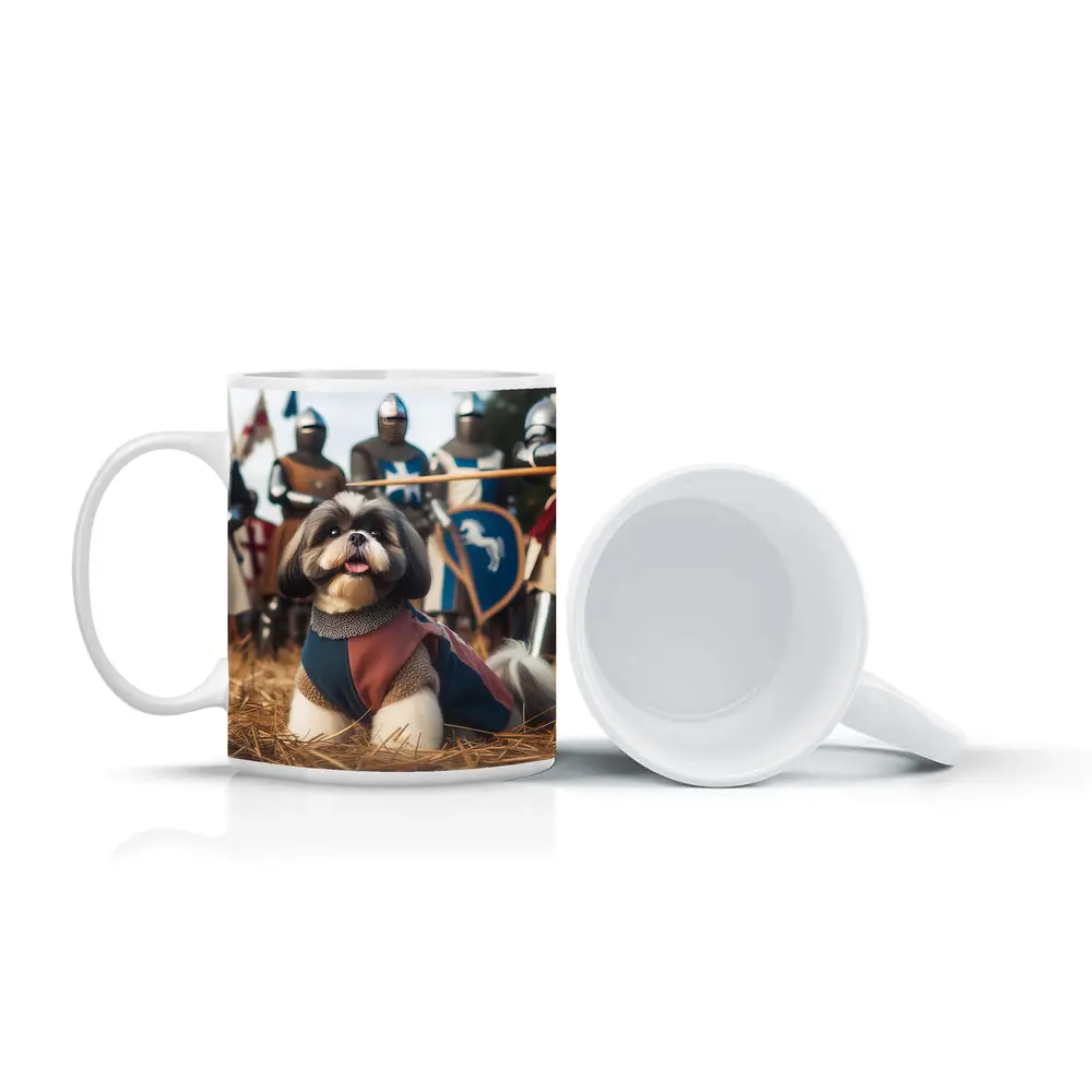 Shih Tzu Knight Medieval Crusader Battle Scene – Mugs