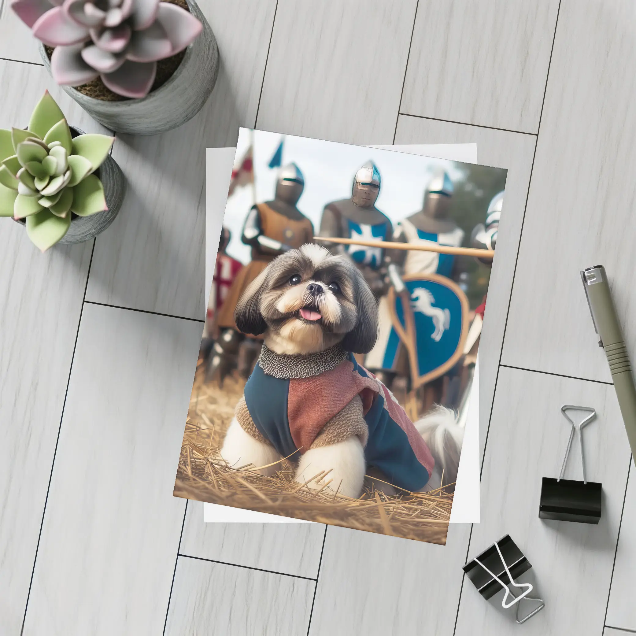 Shih Tzu Knight Medieval Crusader Battle Scene – Postcards