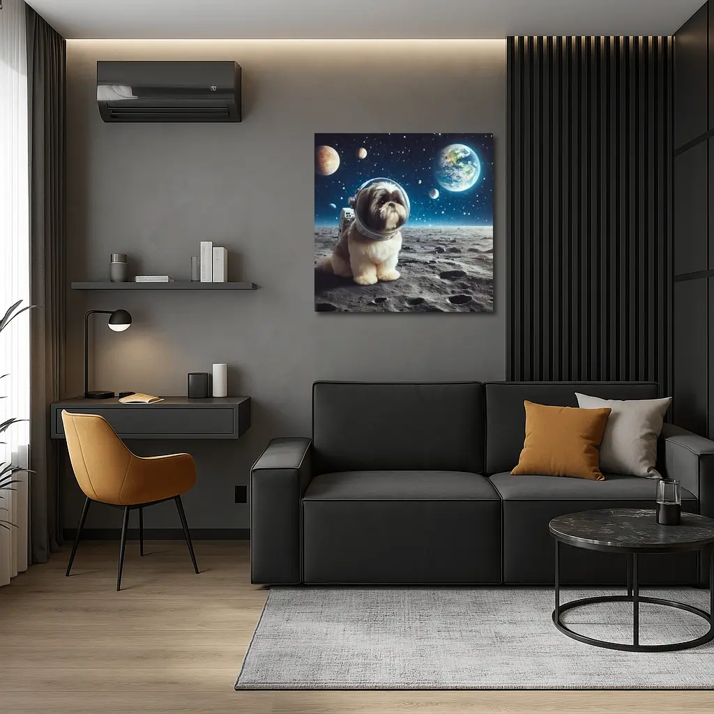 Shih Tzu Astronaut Dog on Moon Space – Wall Art