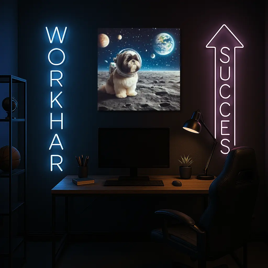 Shih Tzu Astronaut Dog on Moon Space – Wall Art