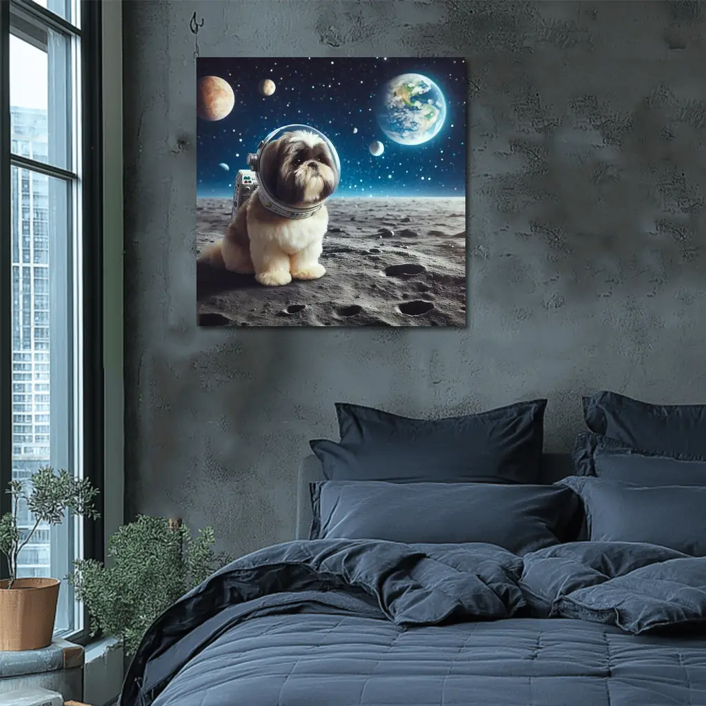 Shih Tzu Astronaut Dog on Moon Space – Wall Art