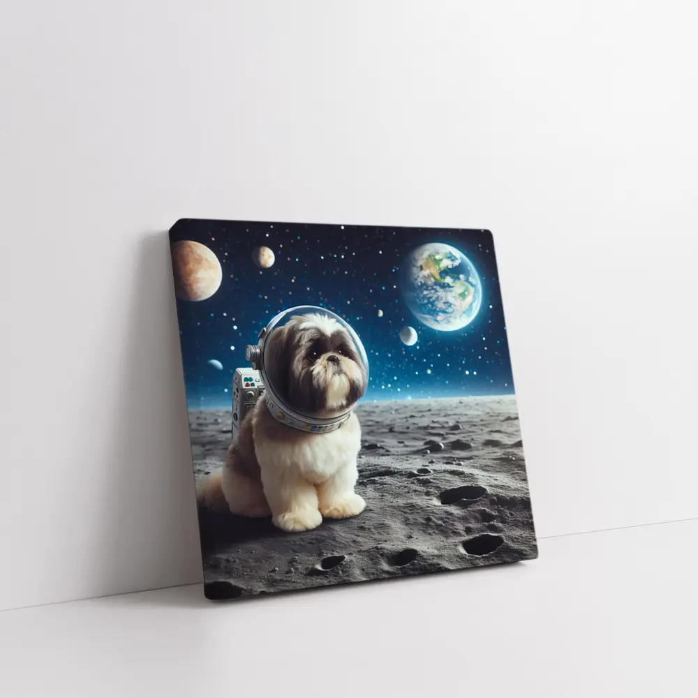 Shih Tzu Astronaut Dog on Moon Space – Wall Art