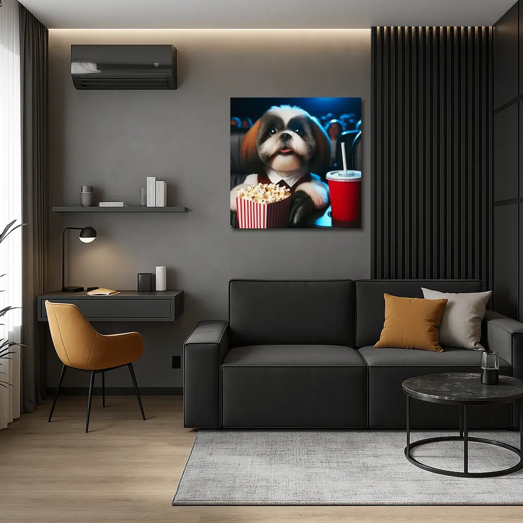 Shih Tzu Watching Movie At Cinema – Wall Art