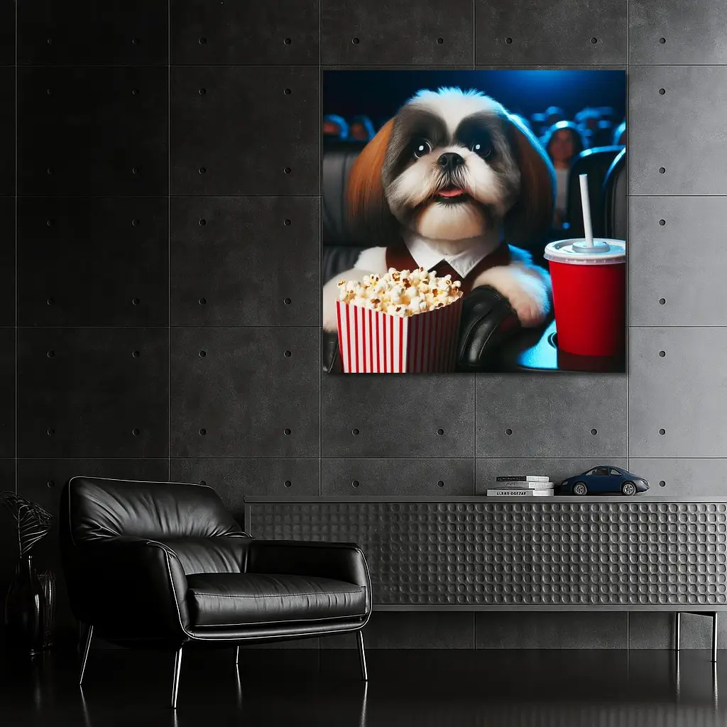 Shih Tzu Watching Movie At Cinema – Wall Art