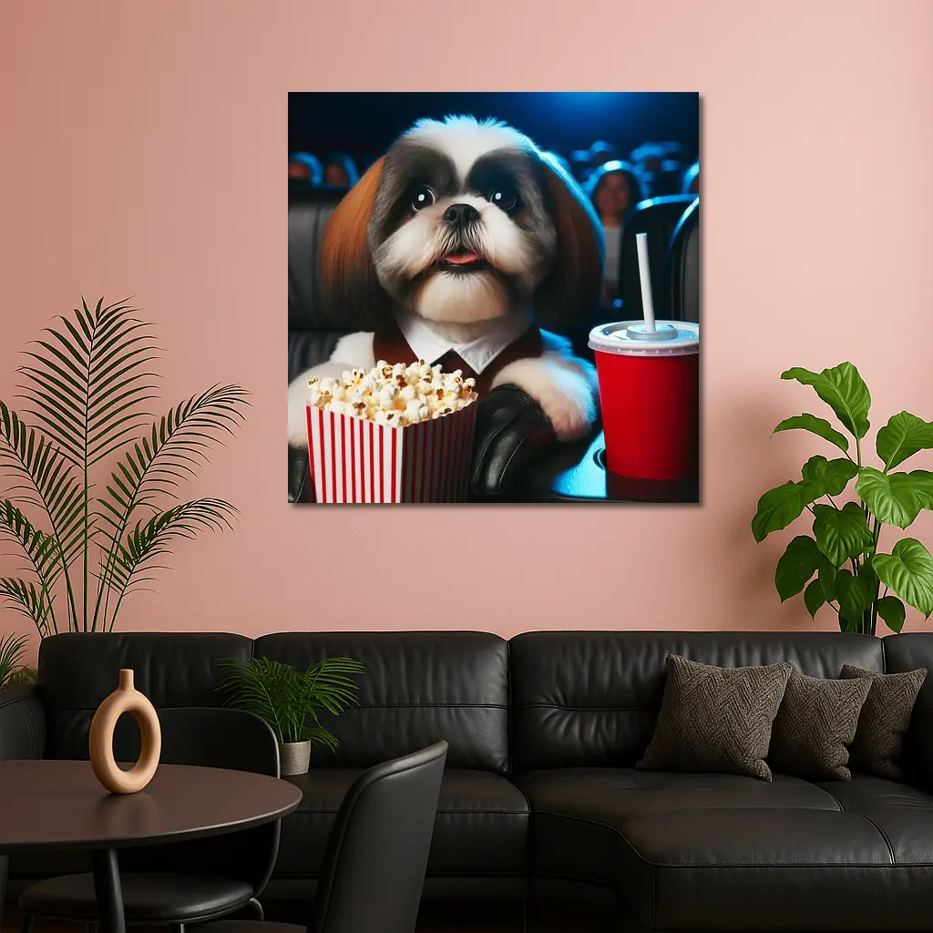 Shih Tzu Watching Movie At Cinema – Wall Art