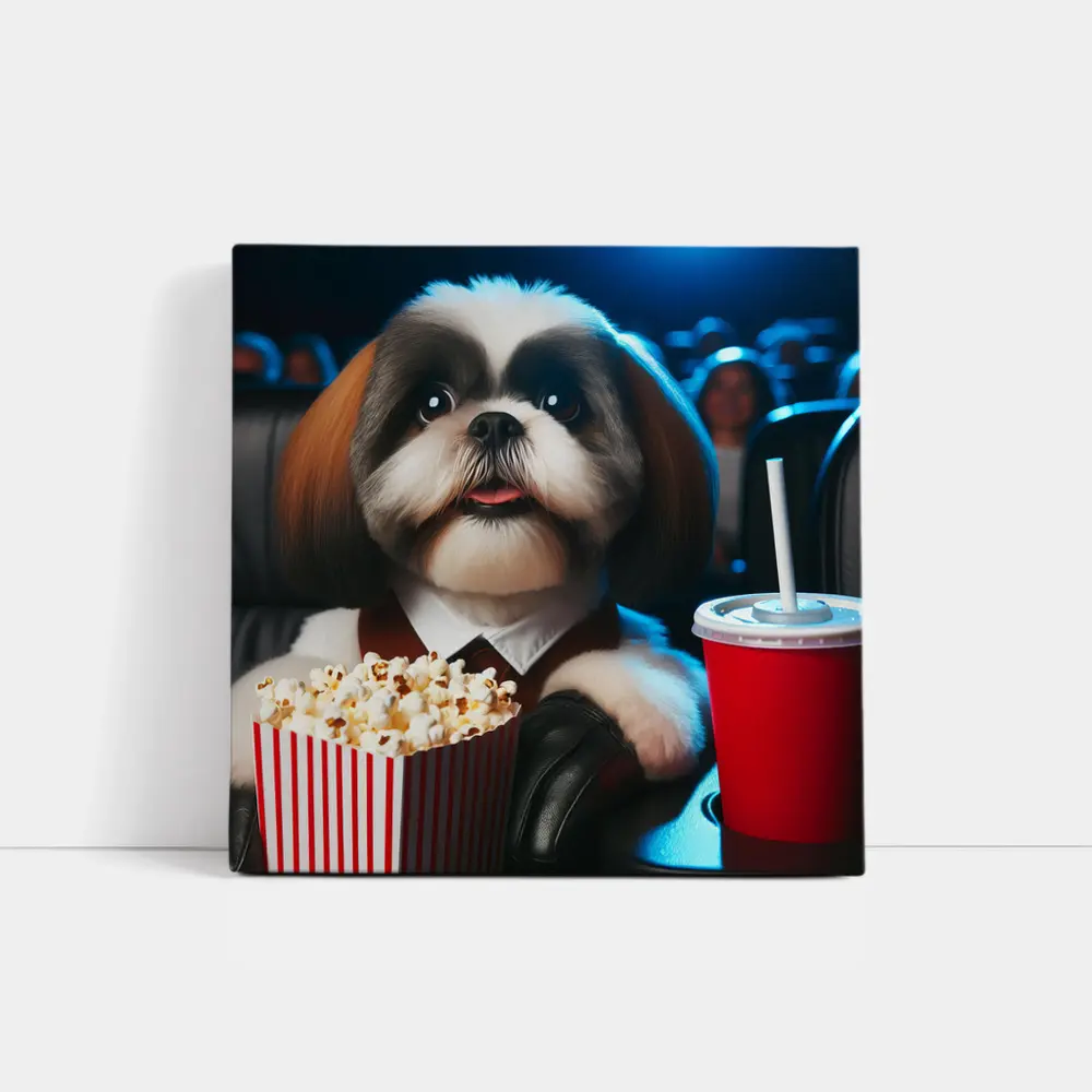 Shih Tzu Watching Movie At Cinema – Wall Art