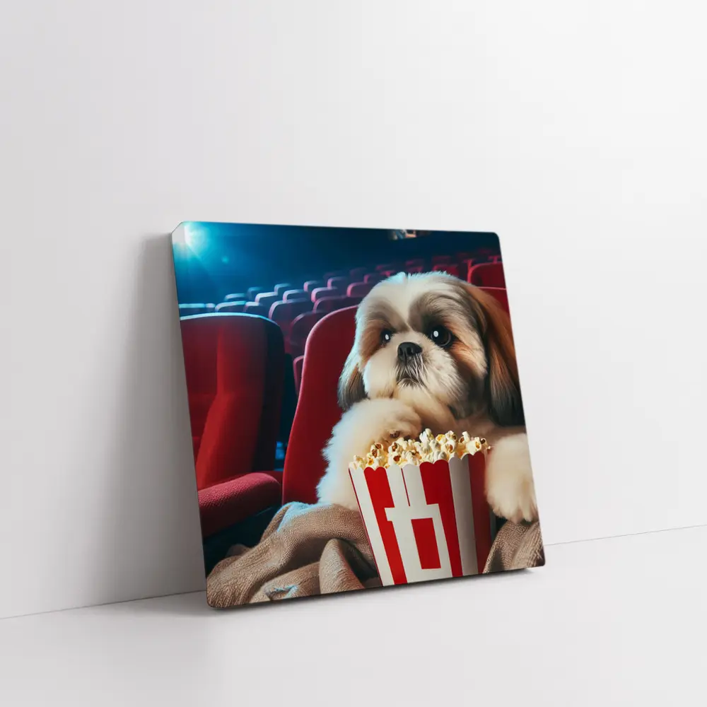 Shih Tzu Dog Watching Movie With Popcorn – Wall Art