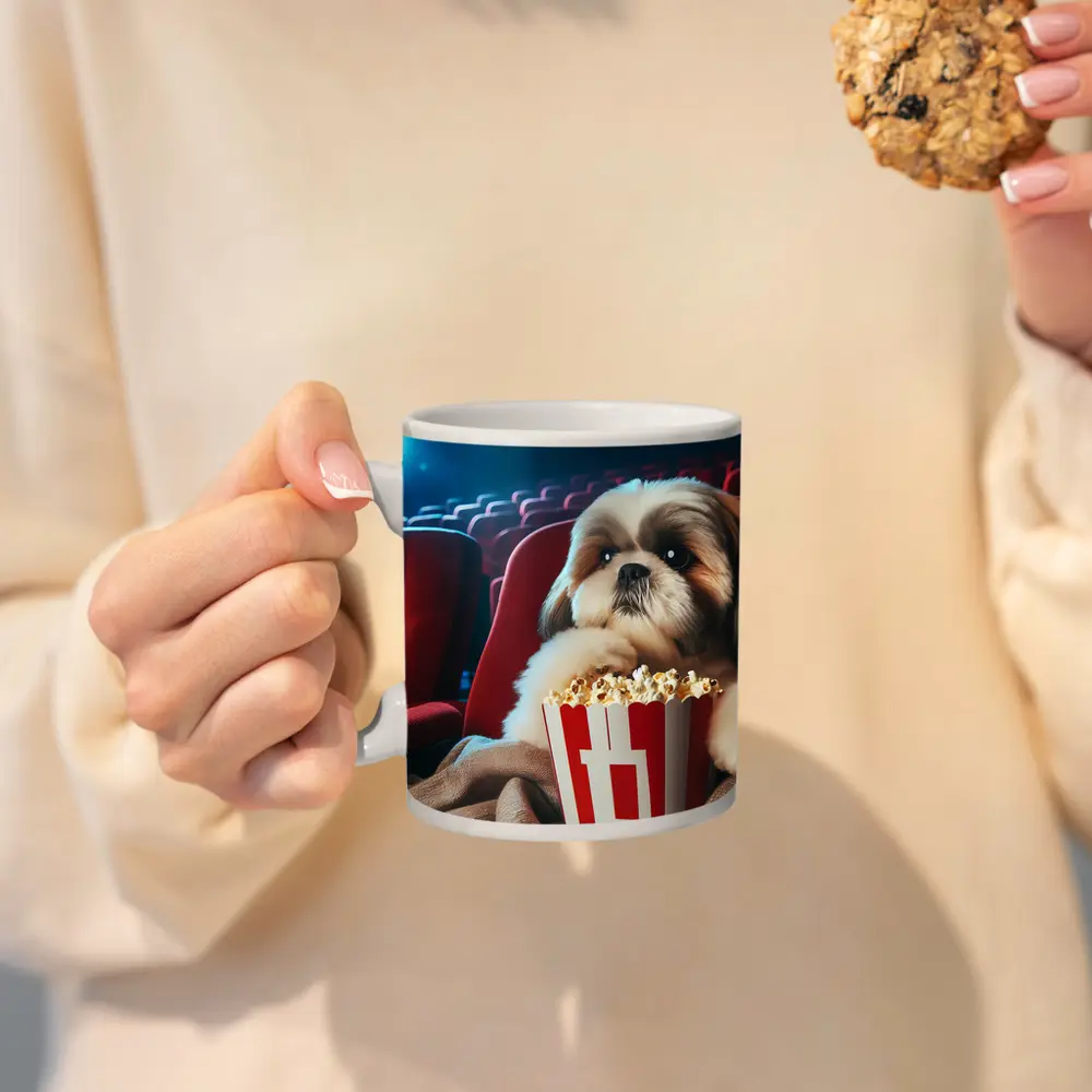 Shih Tzu Dog Watching Movie With Popcorn – Mugs