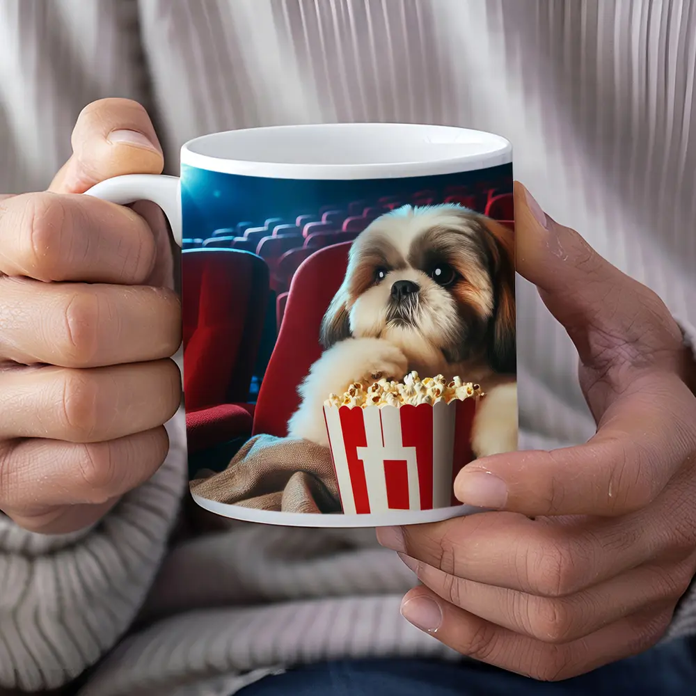Shih Tzu Dog Watching Movie With Popcorn – Mugs