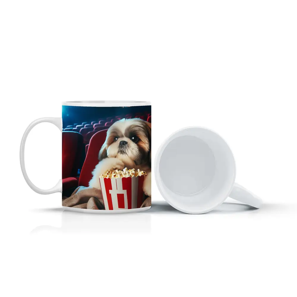 Shih Tzu Dog Watching Movie With Popcorn – Mugs
