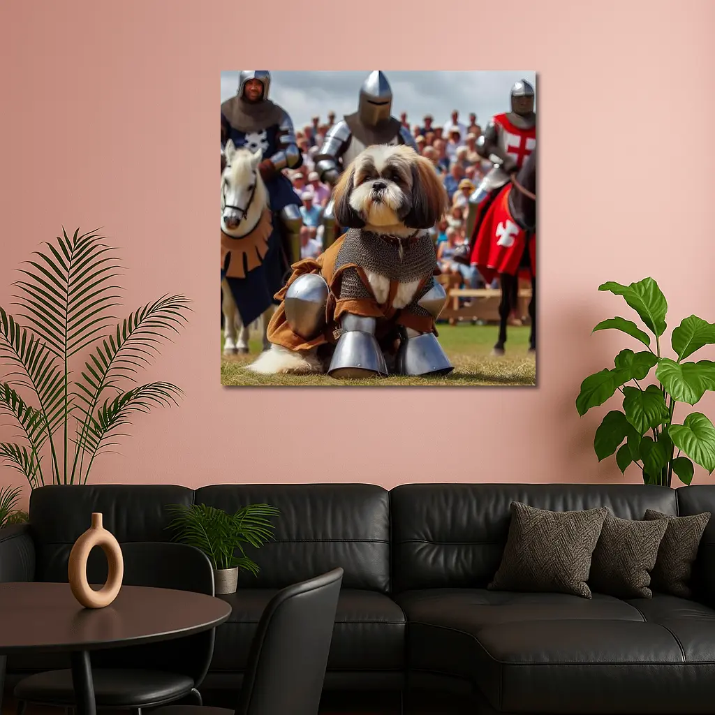 Shih Tzu Knight Medieval Armor Tournament Scene – Wall Art