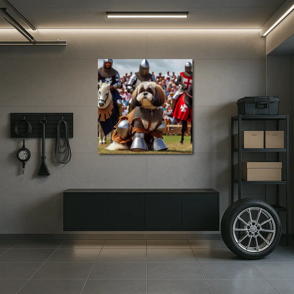 Shih Tzu Knight Medieval Armor Tournament Scene – Wall Art