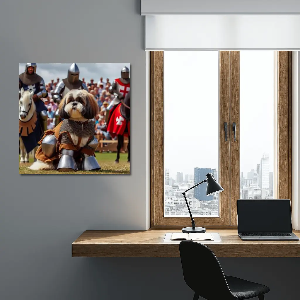 Shih Tzu Knight Medieval Armor Tournament Scene – Wall Art