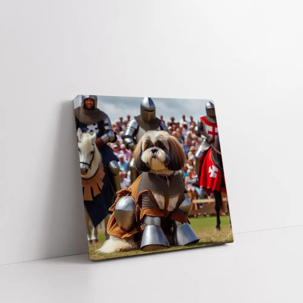 Shih Tzu Knight Medieval Armor Tournament Scene – Wall Art